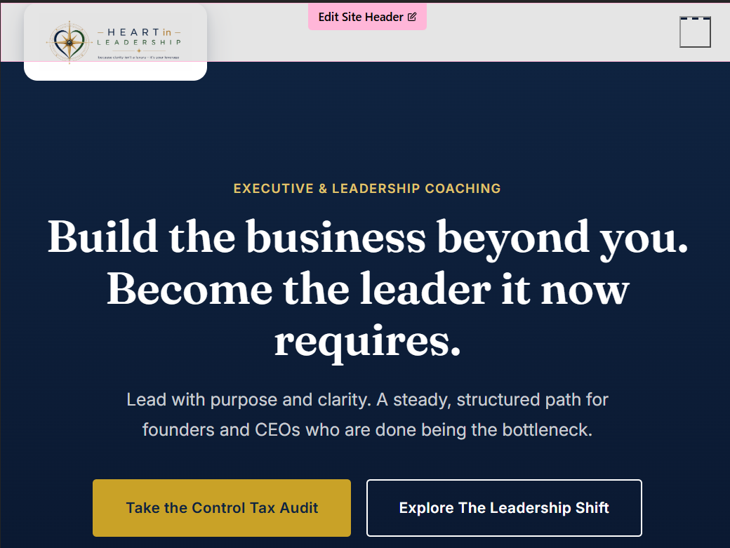 Heart in Leadership website on tablet